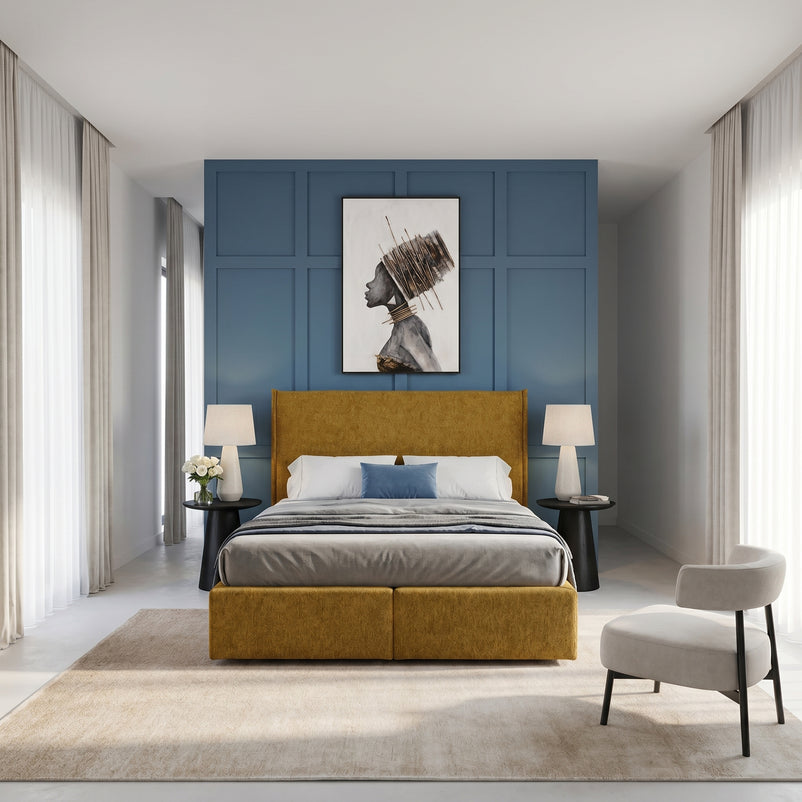 CARLINI Pat tapițat boxspring, 160x200cm, saltea inclusă