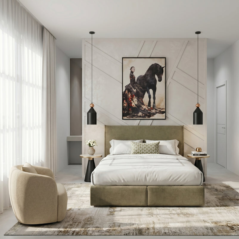 CARLINI Pat tapițat boxspring, 160x200cm, saltea inclusă