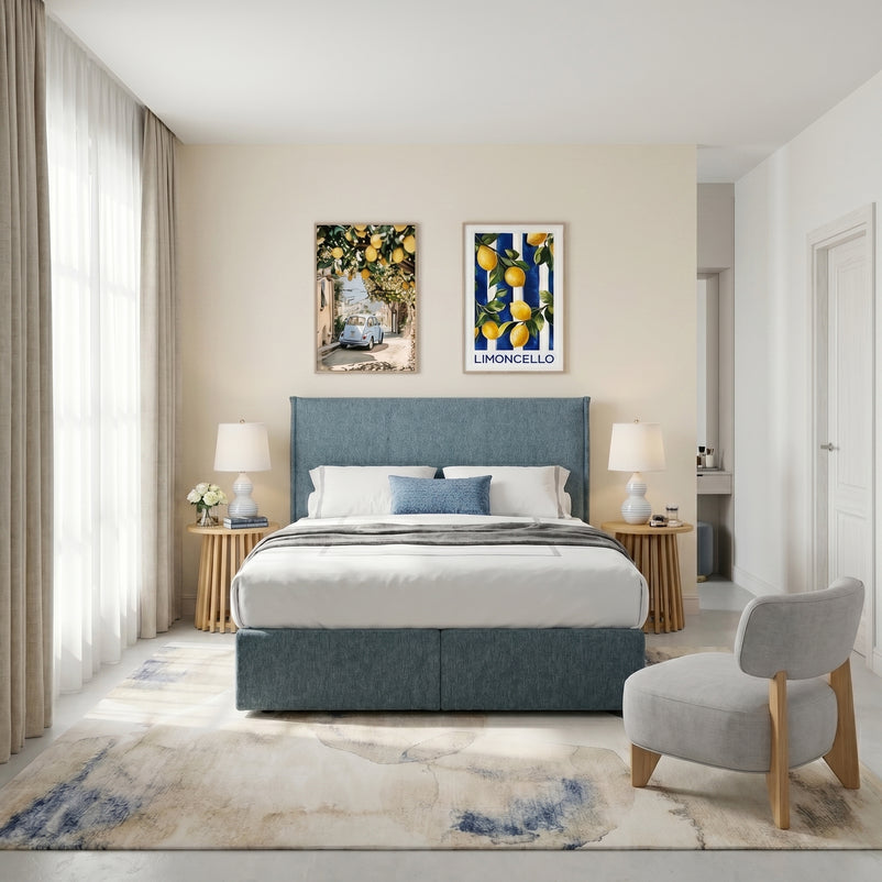 CARLINI Pat tapițat boxspring, 160x200cm, saltea inclusă