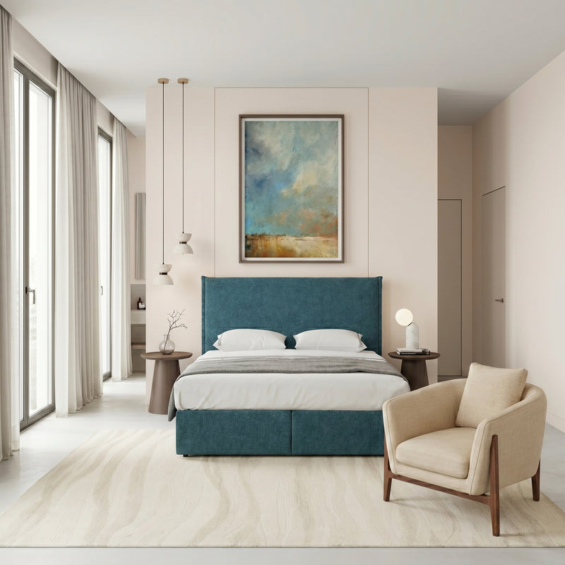 CARLINI Pat tapițat boxspring, 160x200cm, saltea inclusă