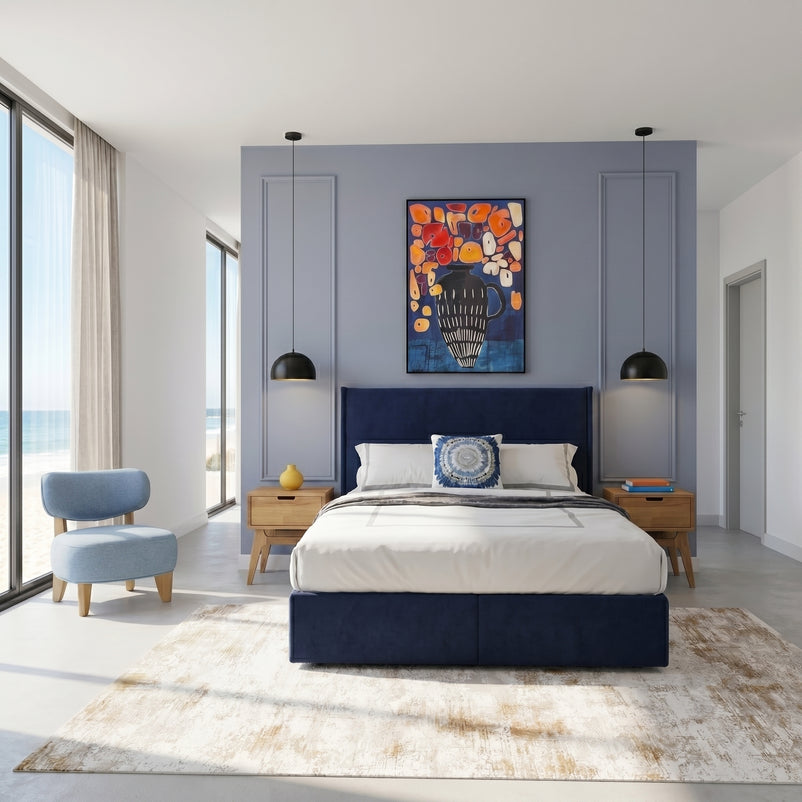 CARLINI Pat tapițat boxspring, 160x200cm, saltea inclusă