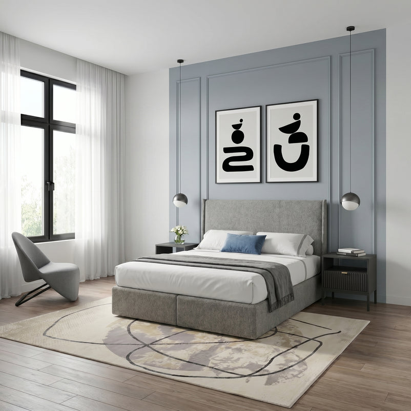 CARLINI Pat tapițat boxspring, 160x200cm, saltea inclusă
