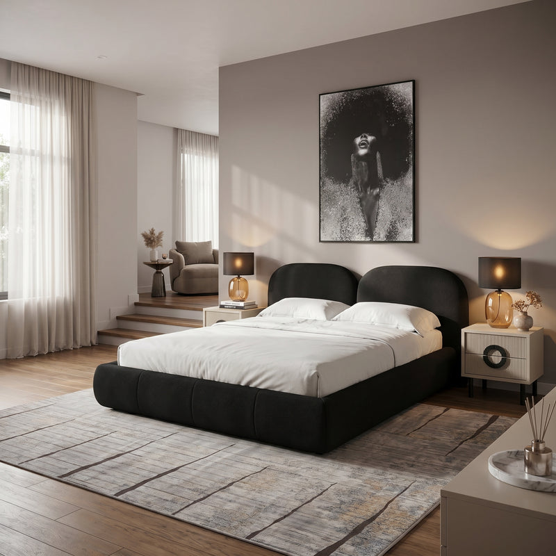 ANILLO Pat tapițat, 160x200cm, somieră rabatabila și ladă depozitare incluse