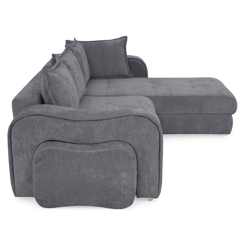 ALYNOR Colțar extensibil, șezlong interschimbabil, taburete incluse, stofă