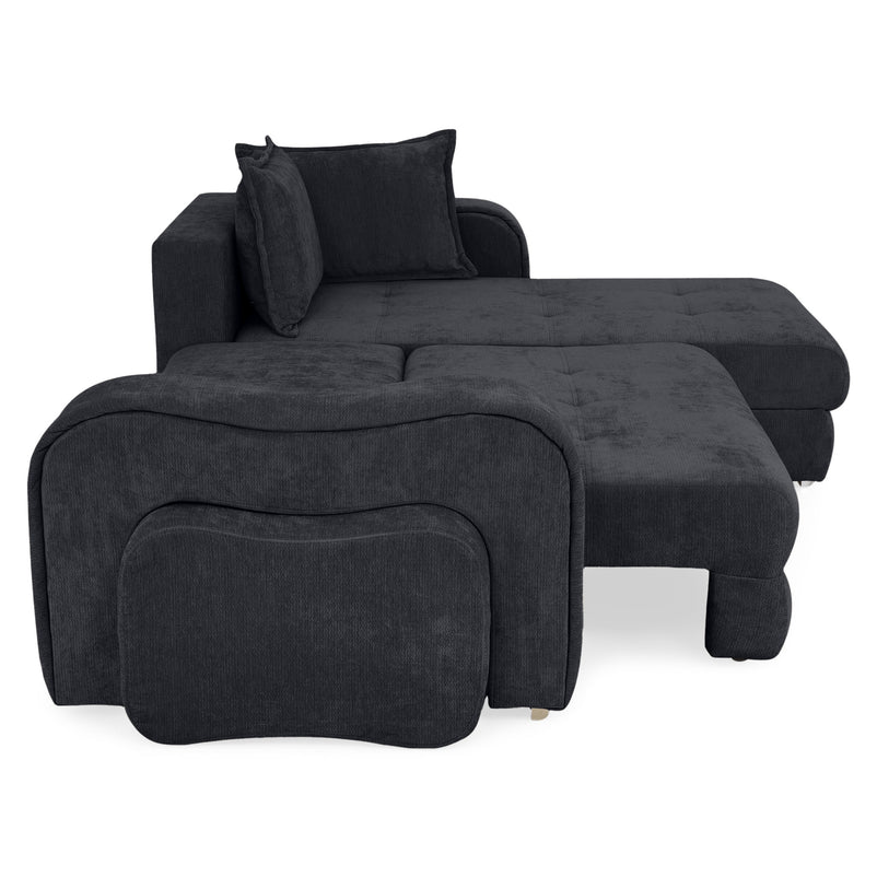 ALYNOR Colțar extensibil, șezlong interschimbabil, taburete incluse, stofă