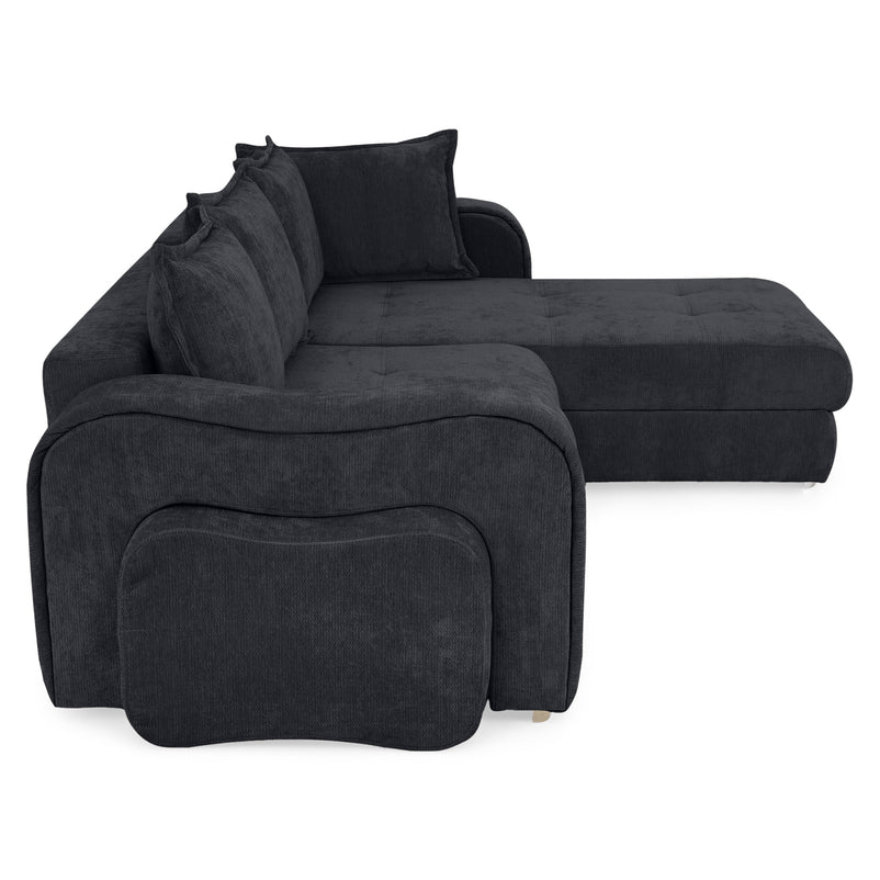 ALYNOR Colțar extensibil, șezlong interschimbabil, taburete incluse, stofă