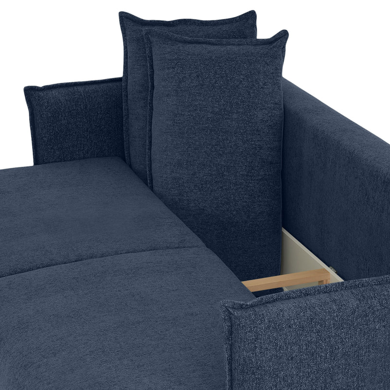 MOODY Canapea extensibilă, 3 locuri, ladă depozitare, stofă