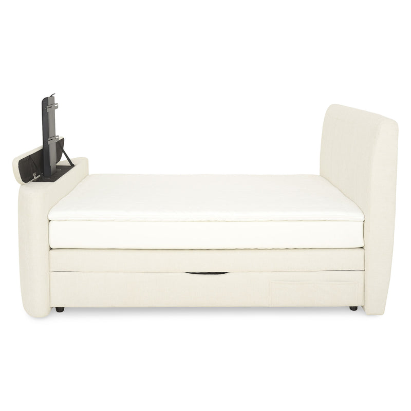 THANI Pat tapițat, 180x200cm, electric, boxspring, spațiu depozitare, saltea, spațiu TV incluse