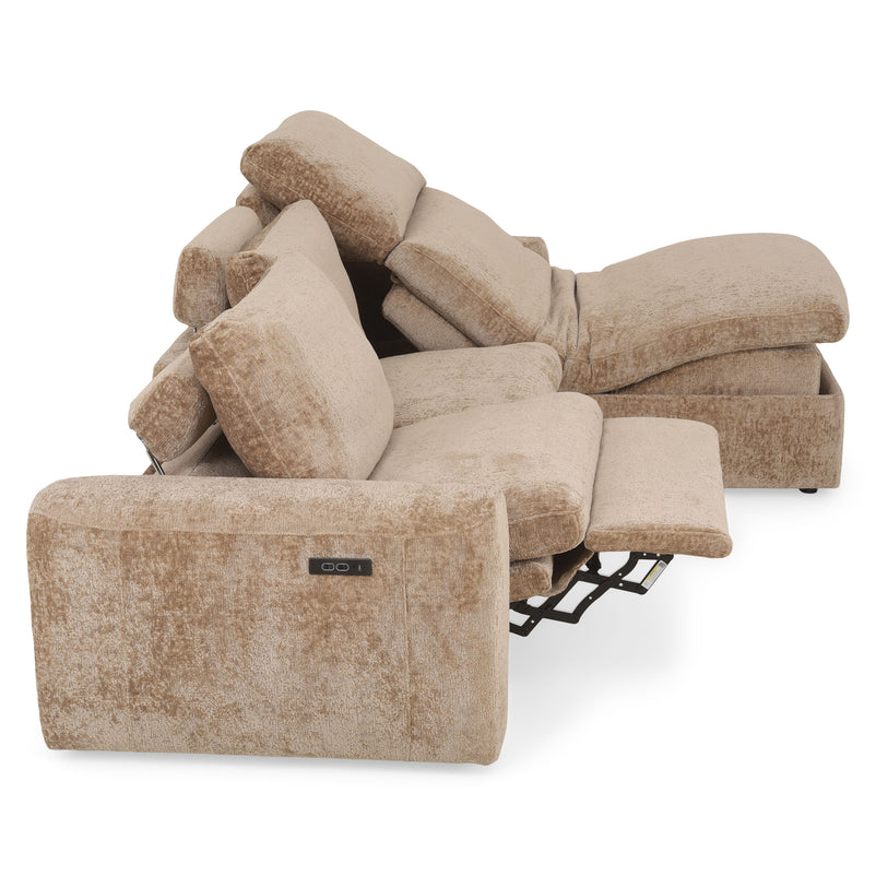 NEW JERSEY Colțar cu șezlong electric stânga/dreapta, 1 recliner electric, mecanism tetieră, USB, stofă