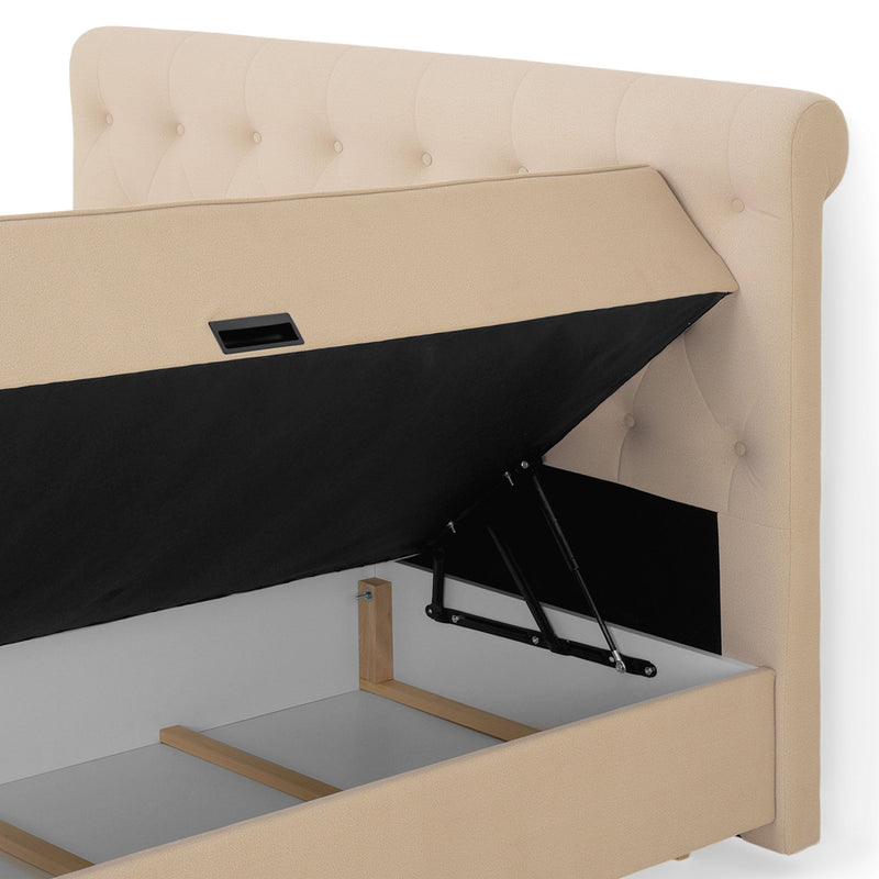 FIONA Pat tapițat, saltea și spatiu depozitare incluse - Articol resigilat