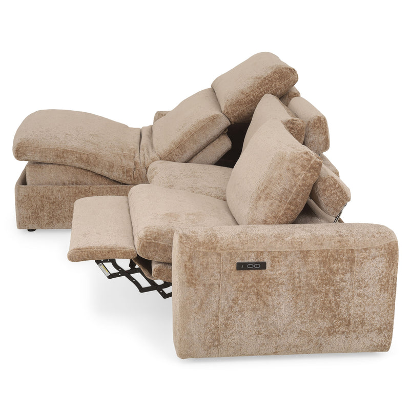 NEW JERSEY Colțar cu șezlong electric stânga/dreapta, 1 recliner electric, mecanism tetieră, USB, stofă
