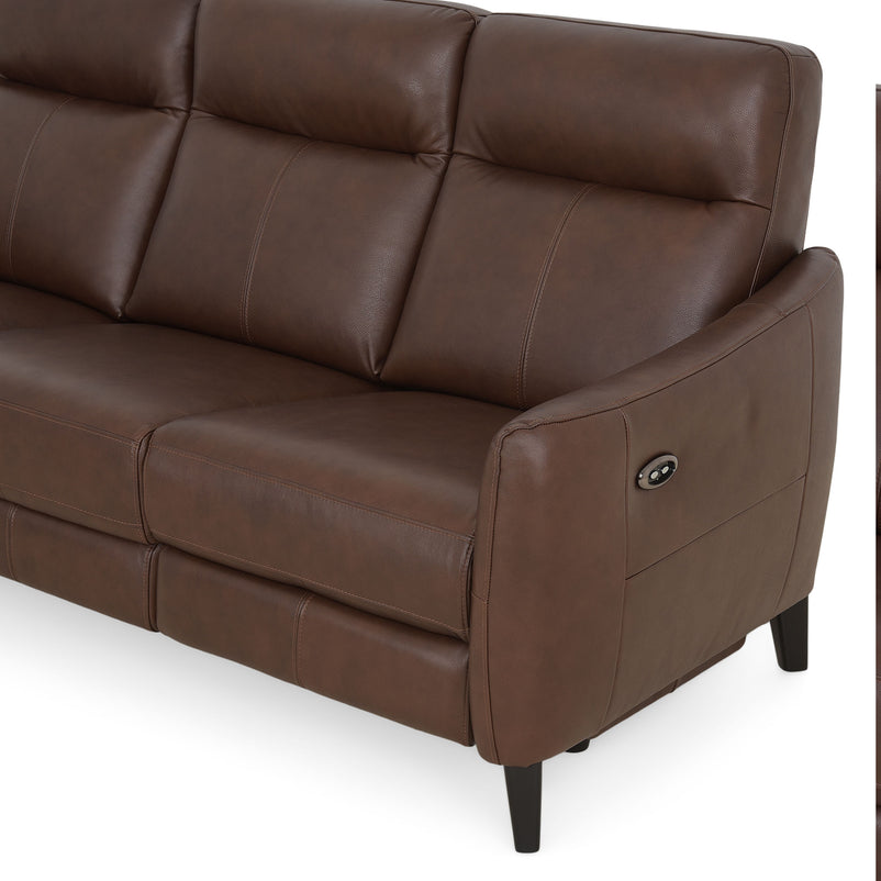 HILLSTON Canapea 3 locuri, 2 reclinere electrice, piele