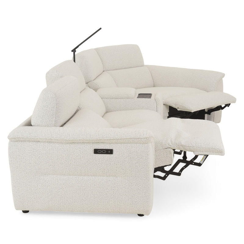 ADDISON Colțar, 2 reclinerele electrice, lampă, încărcare USB, stofă