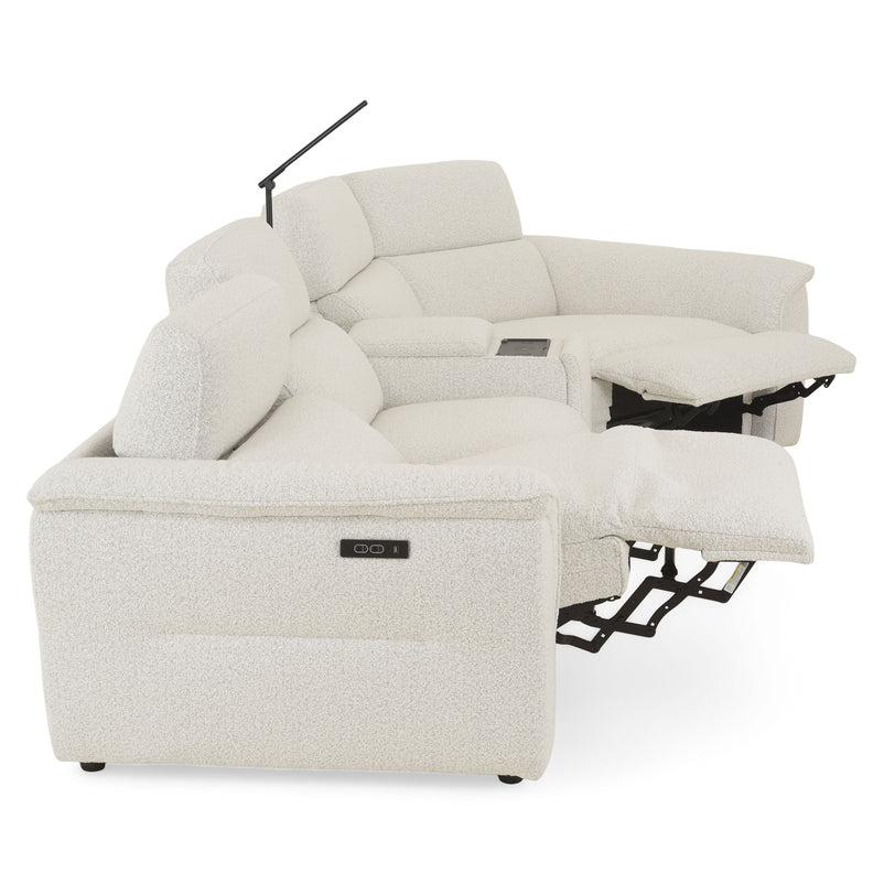 ADDISON Colțar, 2 reclinerele electrice, lampă, încărcare USB, stofă