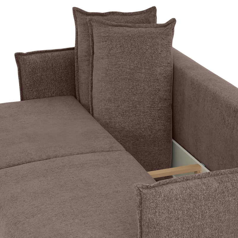 MOODY Canapea extensibilă, 3 locuri, ladă depozitare, stofă