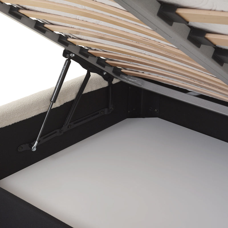 FRANCES Pat tapițat, 160x200cm, somieră rabatabilă și ladă depozitare incluse