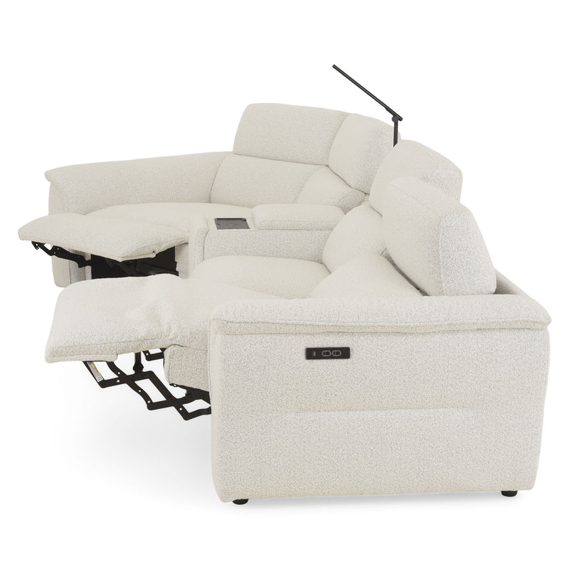 ADDISON Colțar, 2 reclinerele electrice, lampă, încărcare WIRELES și USB, stofă