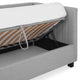 ANGOLO Pat tapitat, colț dreapta, somieră rabatabilă și ladă depozitare incluse, bej, 90x200cm