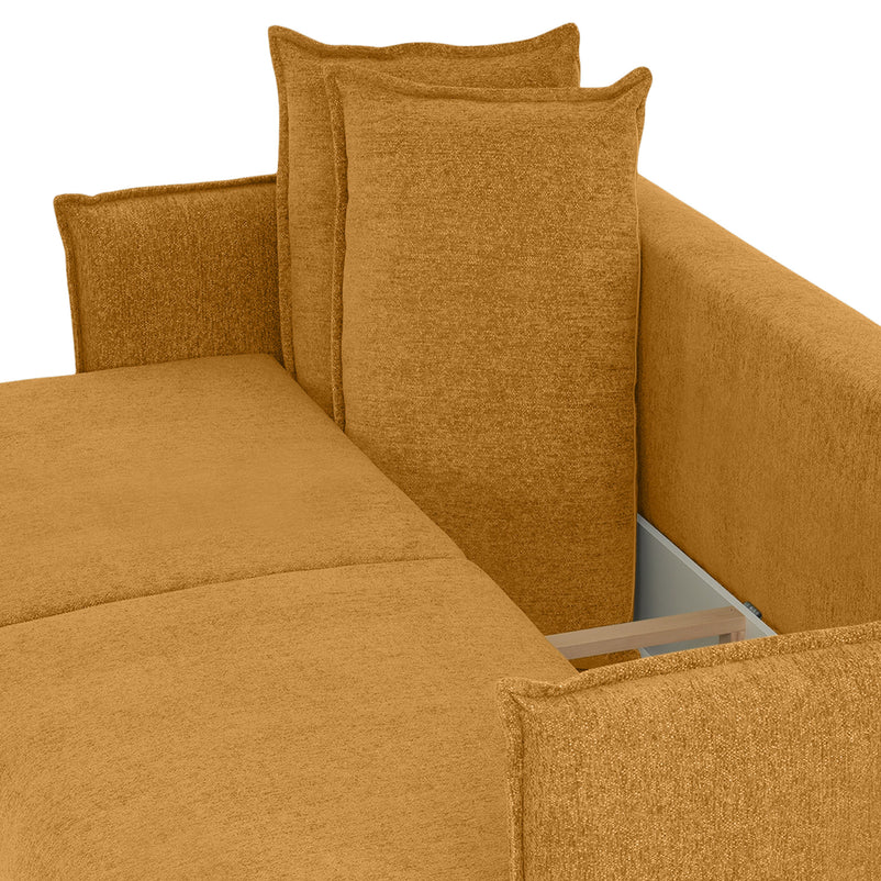 MOODY Canapea extensibilă, 3 locuri, ladă depozitare, stofă