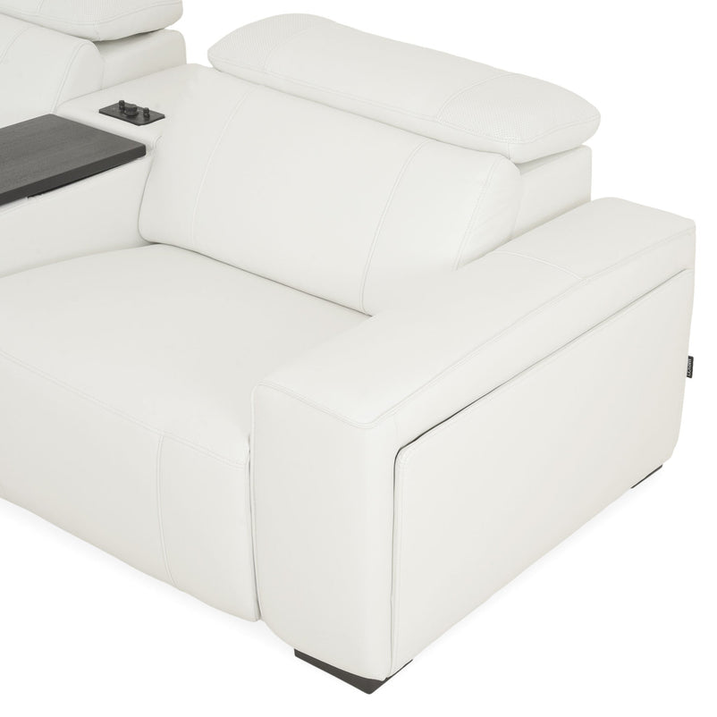 CINECITTA Colțar șezlong stânga/dreapta, 2 reclinere electrice, mecanism tetieră, USB, sistem sunet, piele