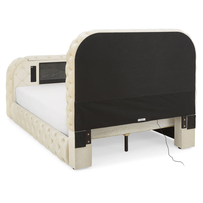 CLERMONT Pat tapițat, șemineu, spațiu TV, LED, somieră incluse