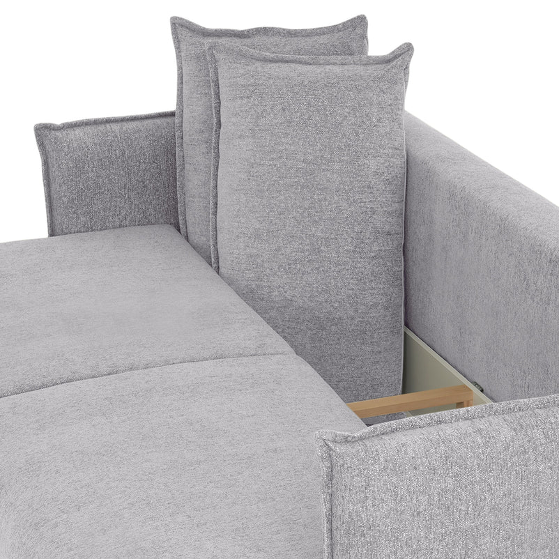 MOODY Canapea extensibilă, 3 locuri, ladă depozitare, stofă