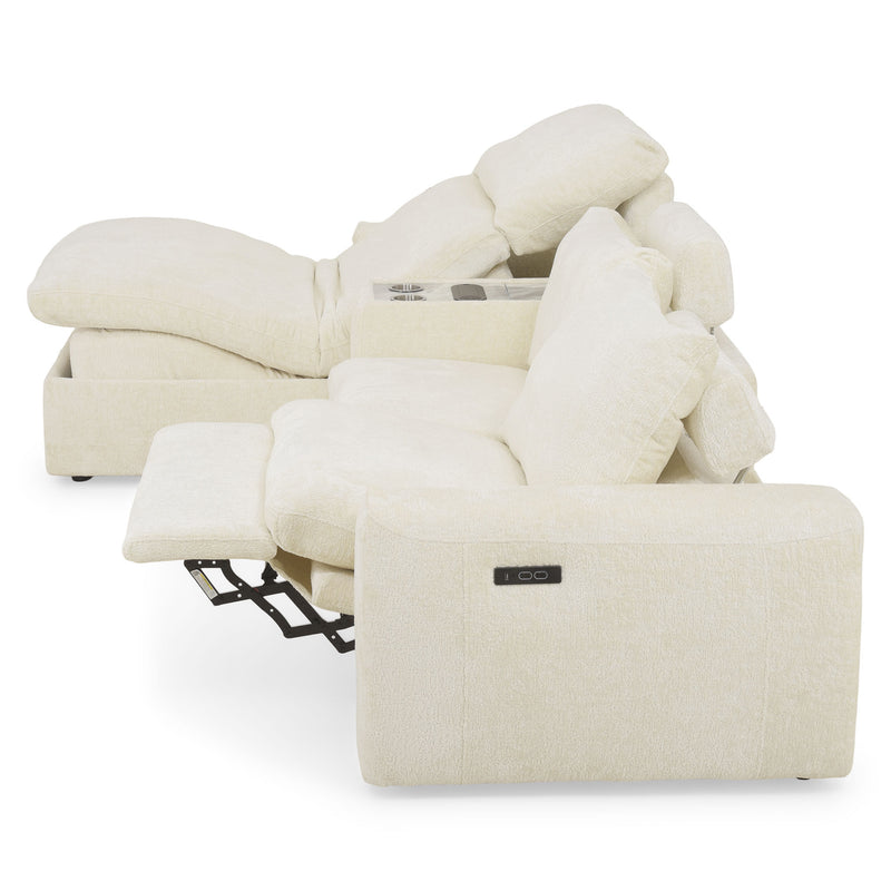 NEW JERSEY Colțar cu șezlong electric stânga/dreapta, 1 recliner electric, tetiere reglabile, USB, consolă depozitare, stofă