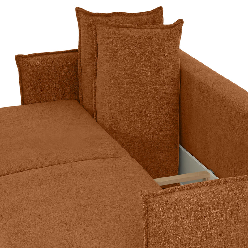 MOODY Canapea extensibilă, 3 locuri, ladă depozitare, stofă