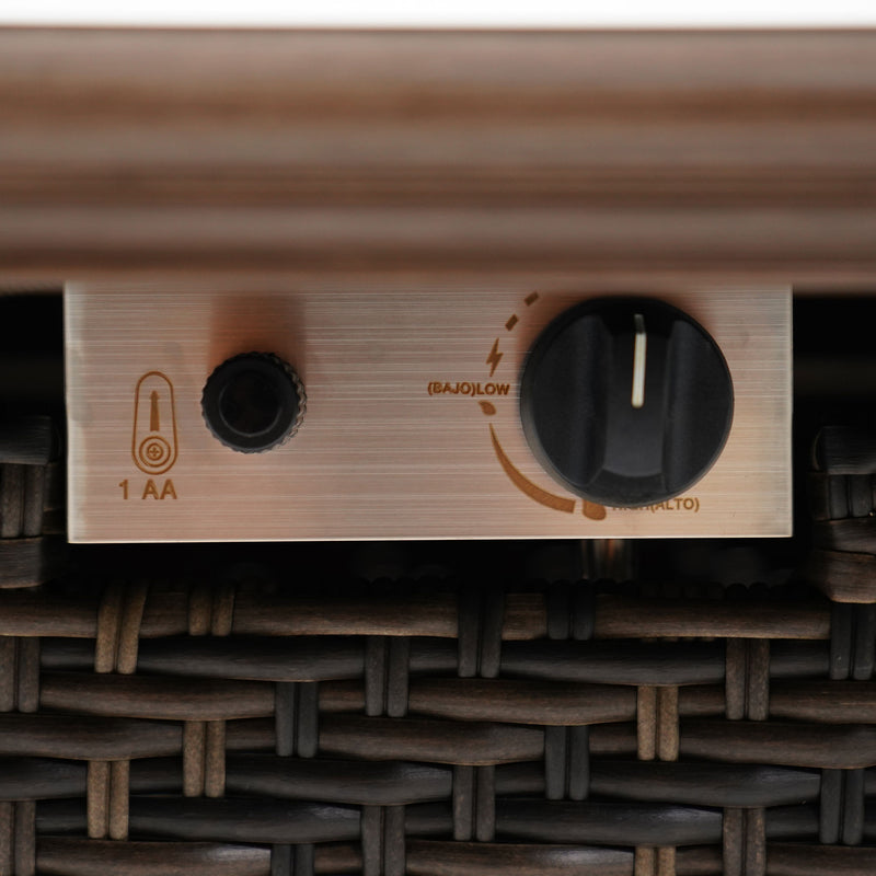 PORTSMOUTH Set mobilier terasă/grădină, 4 fotolii și masă/ șemineu gaz