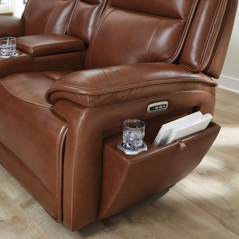 CRAWFORD Canapea 2 locuri, 2 reclinere electrice, consolă depozitare, piele