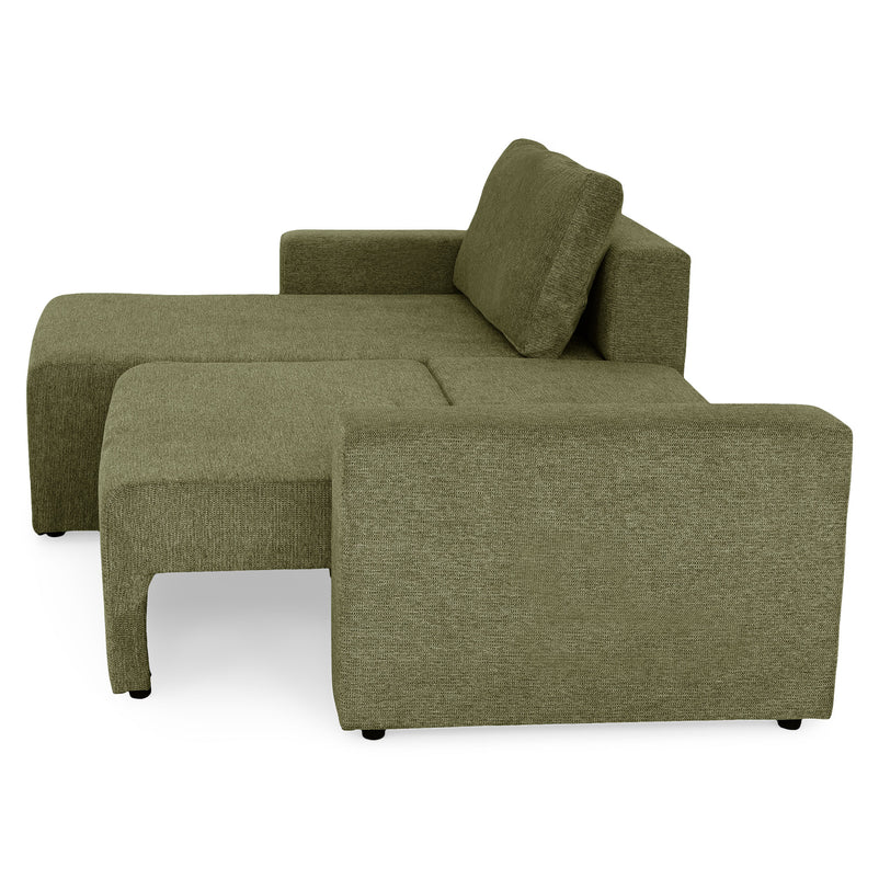 FRIDO Colțar extensibil, șezlong interschimbabil, ladă depozitare, stofă