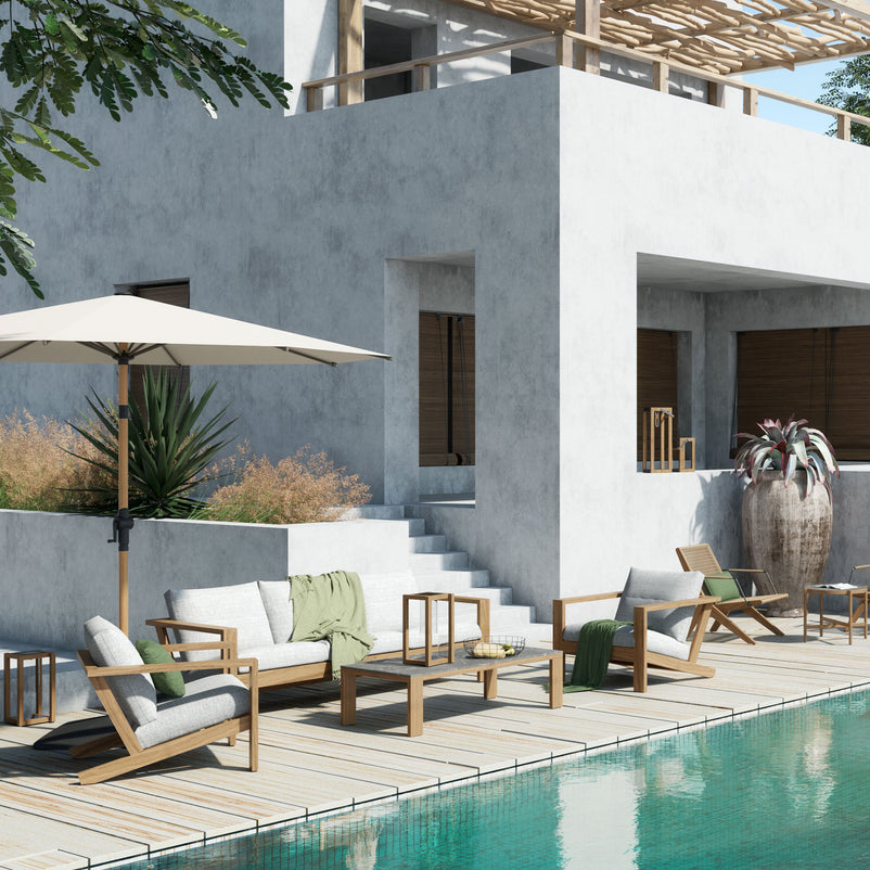 ALEXANDRIA Set mobilier terasă/grădină, 2 fotolii, canapea și măsuță