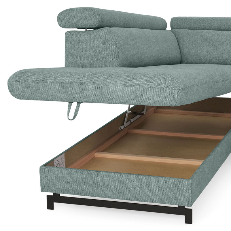 BIRKLEY Colțar extensibil, șezlong stânga/dreapta, spațiu depozitare și mecanism tetiere, stofă