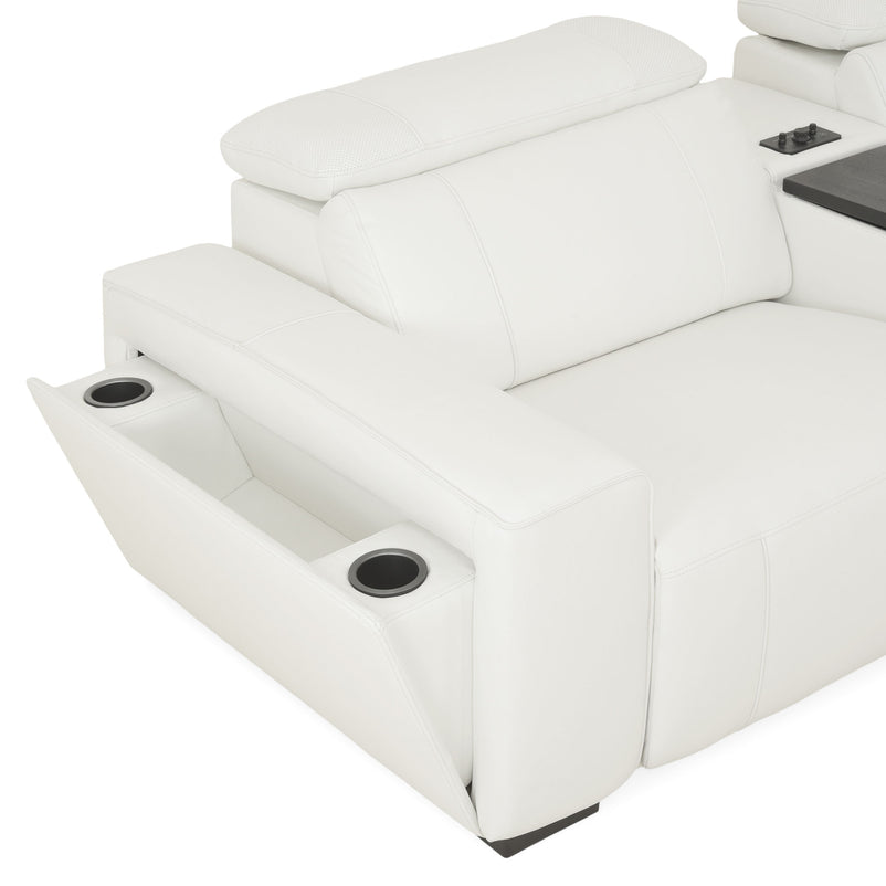 CINECITTA Colțar șezlong stânga/dreapta, 2 reclinere electrice, mecanism tetieră, USB, sistem sunet, piele