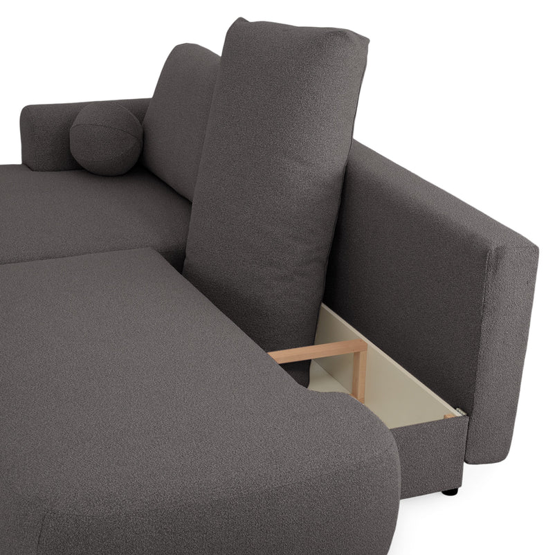 LAON Colțar extensibil, șezlong stânga/dreapta și ladă depozitare, stofă