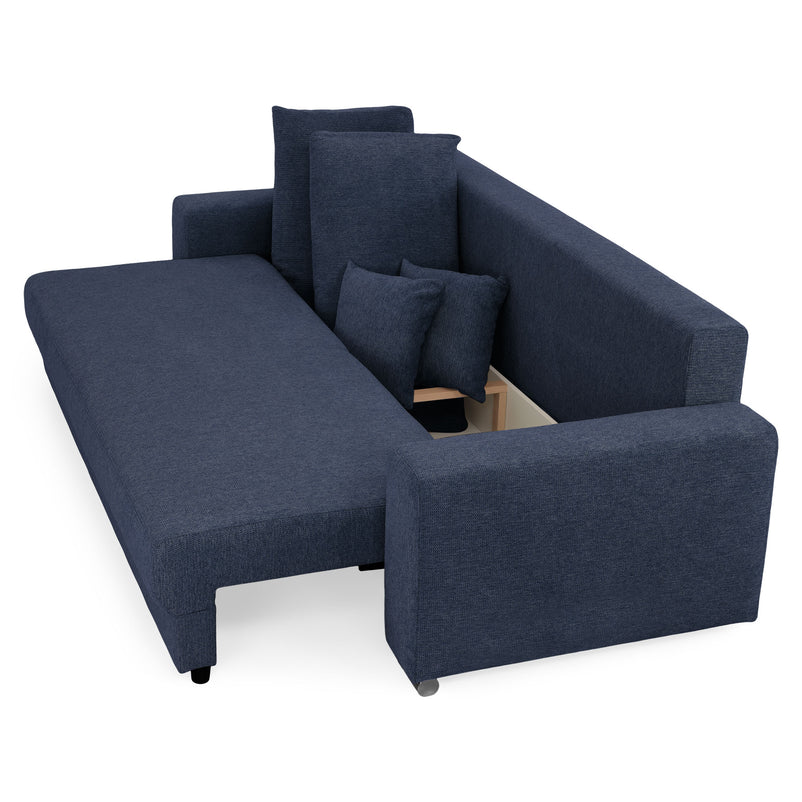 ANTONY Canapea extensibilă, 3 locuri, ladă depozitare, stofă