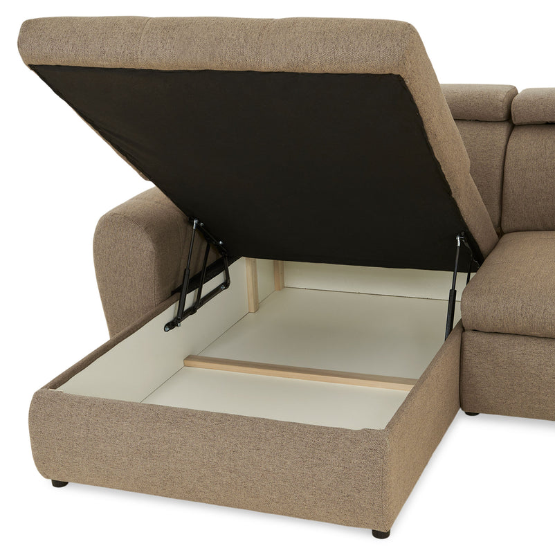 ELLA Colțar extensibil, șezlong interschimbil, ladă inclusă