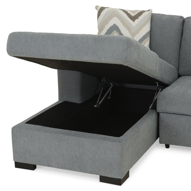 TARENT Ansamblu colțar, extensibil, ladă depozitare, perne decor incluse, stofă