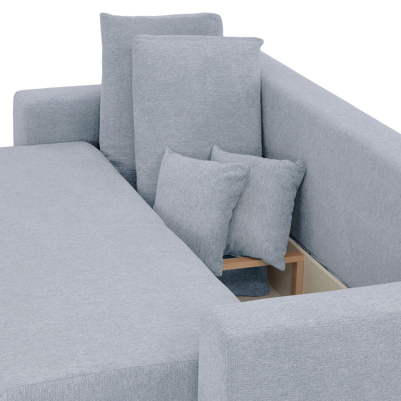 ANTONY Canapea extensibilă, 3 locuri, ladă depozitare, stofă