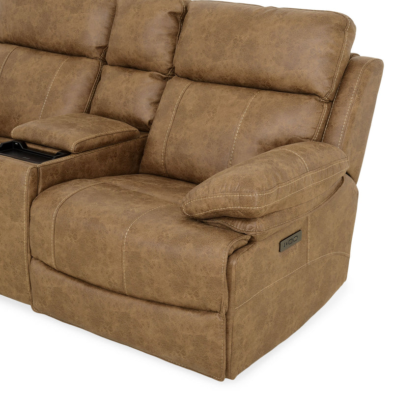 BRISBANE Canapea 2 locuri, 2 reclinere electrice, mecanism tetiere și USB, stofă