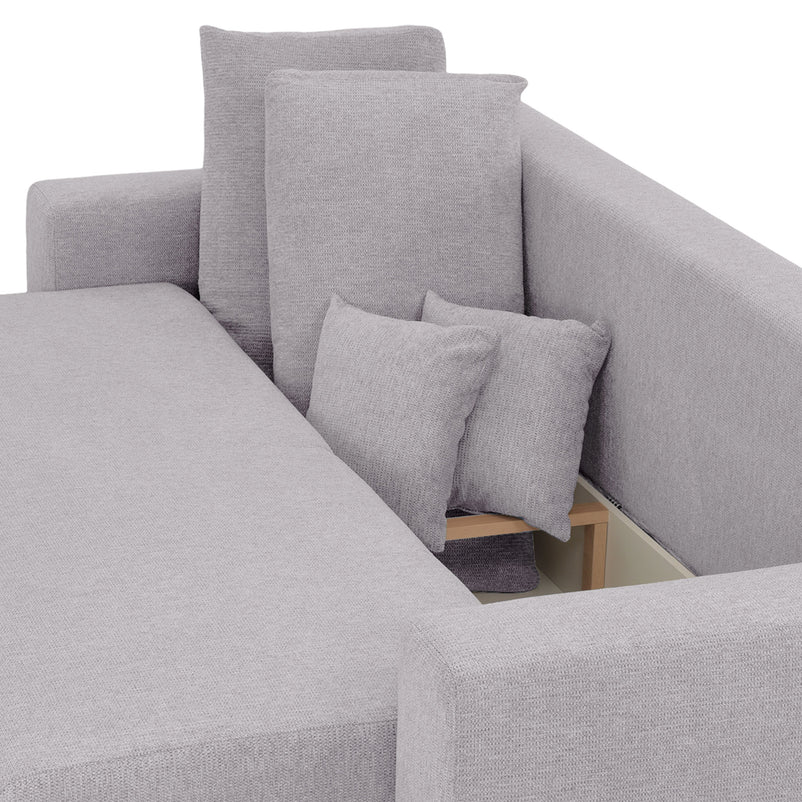 ANTONY Canapea extensibilă, 3 locuri, ladă depozitare, stofă