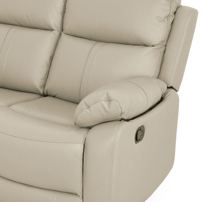 HUDSON Canapea 2 locuri, 2 reclinere manuale, piele naturală