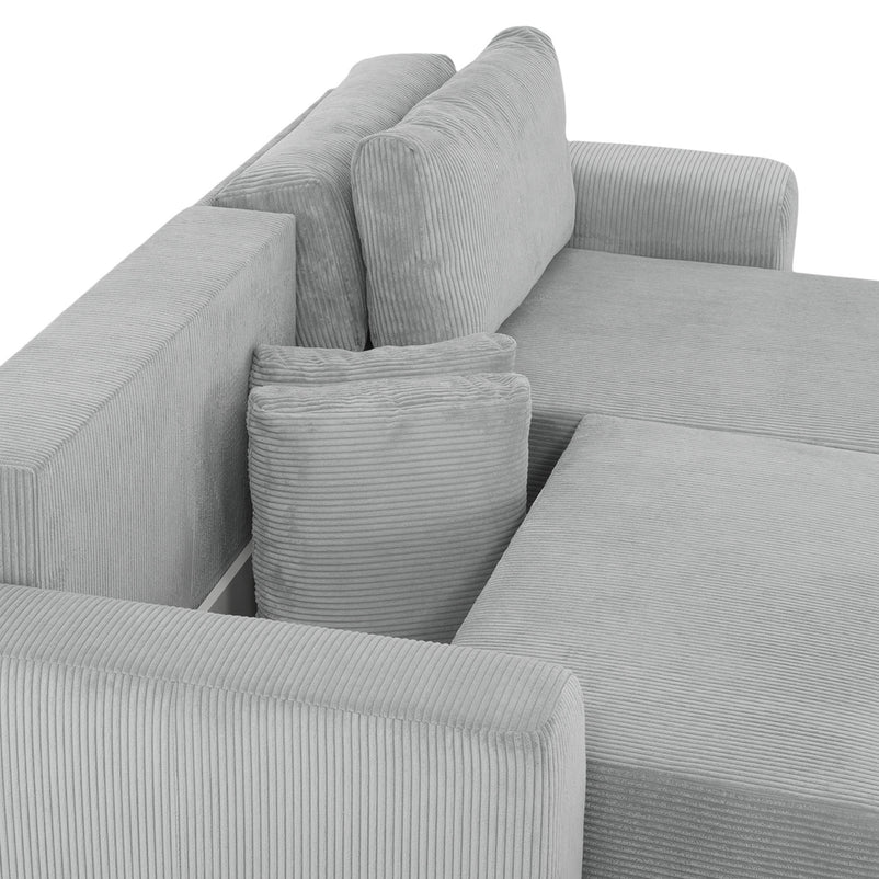 ONDINE Colțar extensibil, șezlong interschimbabil, ladă depozitare, stofă