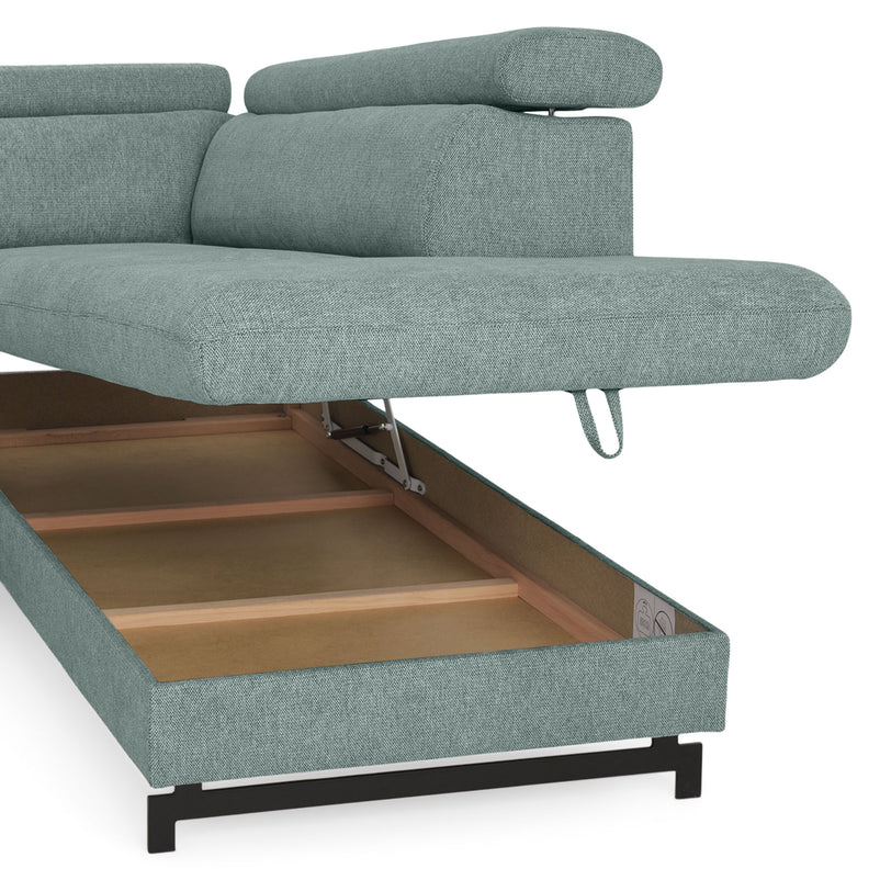 BIRKLEY Colțar extensibil, șezlong stânga/dreapta, spațiu depozitare și mecanism tetiere, stofă