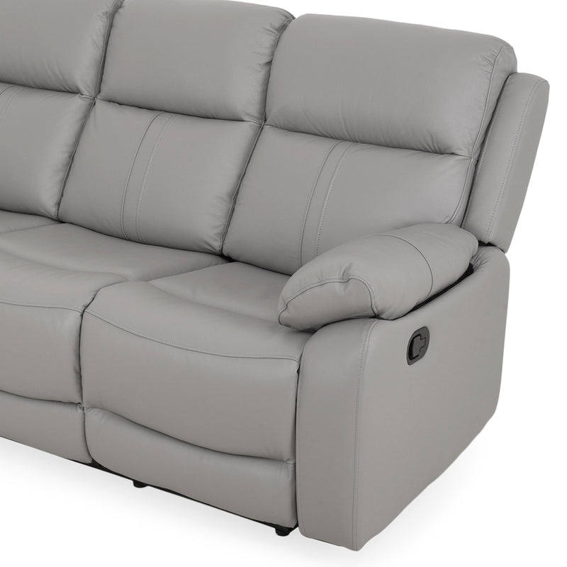 HUDSON Canapea 3 locuri, 2 reclinere manuale, piele naturală