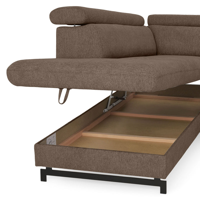 BIRKLEY Colțar extensibil, șezlong stânga/dreapta, spațiu depozitare și mecanism tetiere, stofă