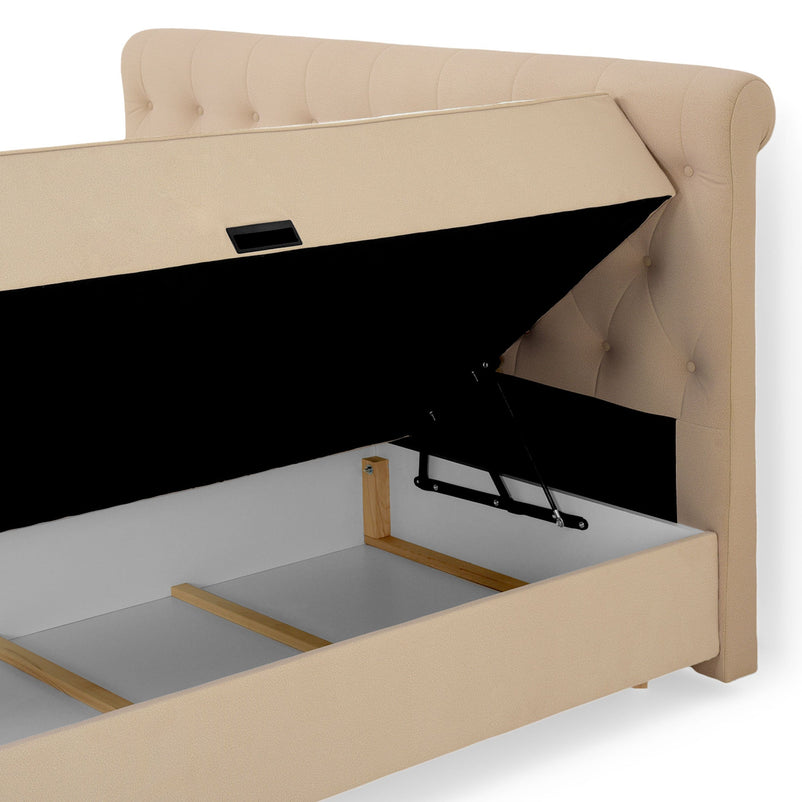 FIONA Pat tapițat, saltea și spatiu depozitare incluse - Articol resigilat