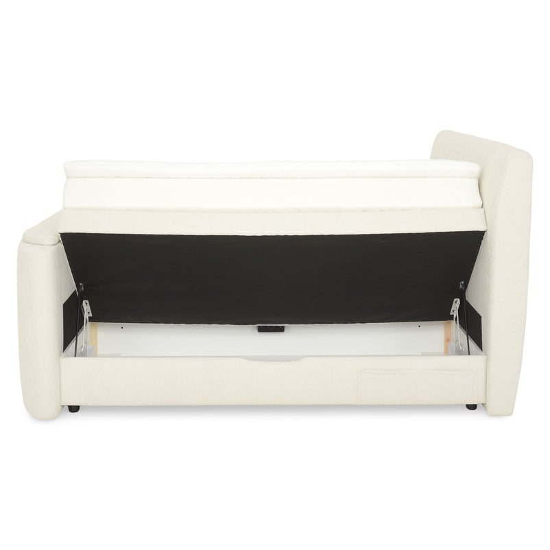 THANI Pat tapițat, 180x200cm, electric, boxspring, spațiu depozitare, saltea, spațiu TV incluse