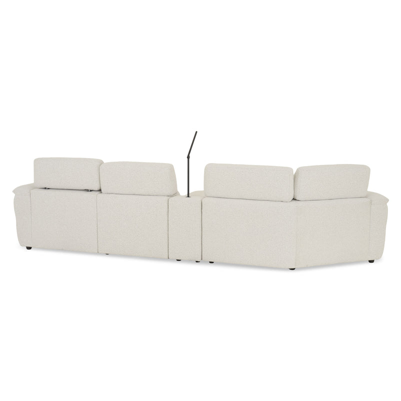 ADDISON Colțar, 2 reclinerele electrice, lampă, încărcare WIRELES și USB, stofă