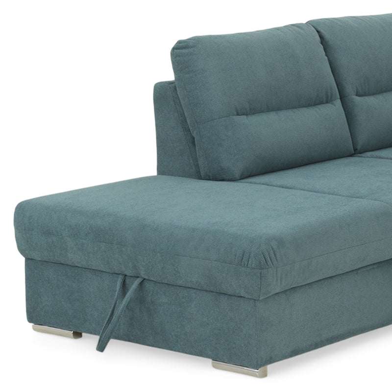CELIA Canapea extensibilă, șezlong stânga/dreapta, spațiu depozitare, stofă